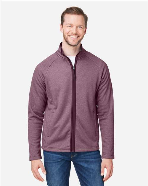 CORE365 CE72, Men's Venture Heathered Stripe Full-zip Jacket, Burgundy/ White