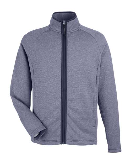 CORE365 CE72, Men's Venture Heathered Stripe Full-zip Jacket, Classic Navy/ White