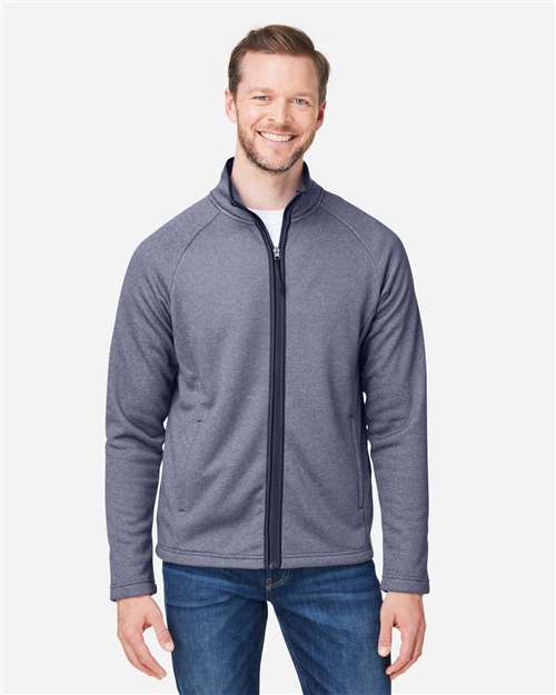 CORE365 CE72, Men's Venture Heathered Stripe Full-zip Jacket, Classic Navy/ White