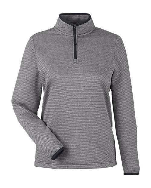 CORE365 CE73W, Women's Venture Heathered Stripe Quarter-zip Pullover, Black/ White