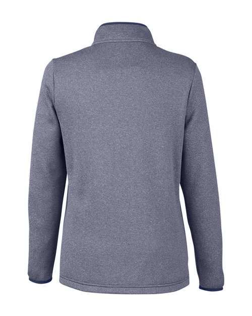 CORE365 CE73W, Women's Venture Heathered Stripe Quarter-zip Pullover, Classic Navy/ White
