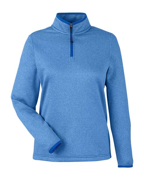 CORE365 CE73W, Women's Venture Heathered Stripe Quarter-zip Pullover, True Royal/ White