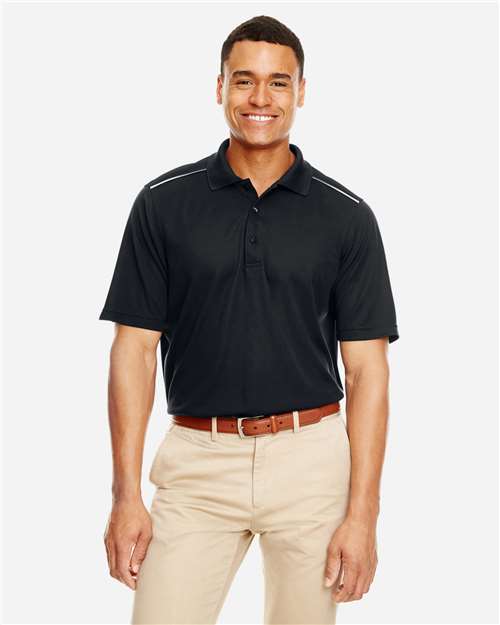 CORE365 88181R, Men's Radiant Performance Piqué Polo With Reflective Piping, Black