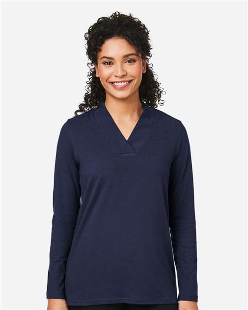 Devon & Jones DP121W, Women's Raleigh Shawl Collar Knit Top, Navy