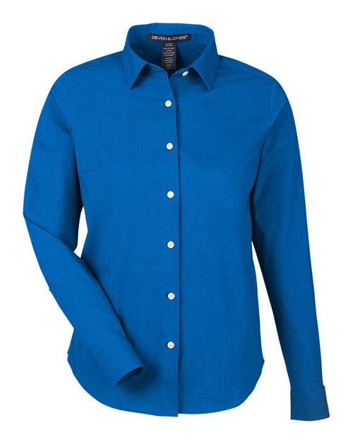 Devon & Jones DG505W, Women's Crownlux Performance Spencer Poplin Dress Shirt, French Blue Melange