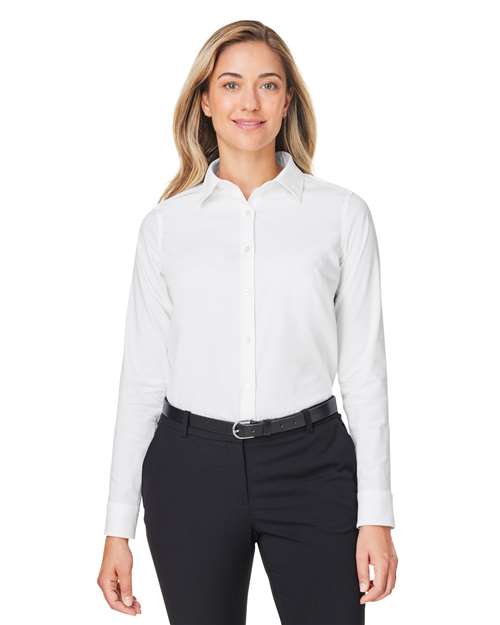 Women's CrownLux Performance® Spencer Poplin Dress Shirt - - 13275 White 4-4.9 oz 670B2 AB Exclusive Brands CA New ab Cotton Devon & Jones DG505W Dress Shirts Long Sleeves Moisture-Management New AB Polyester S&S Exclusive Brands Spandex Tops Womens Wovens Wovens & Dress Shirts