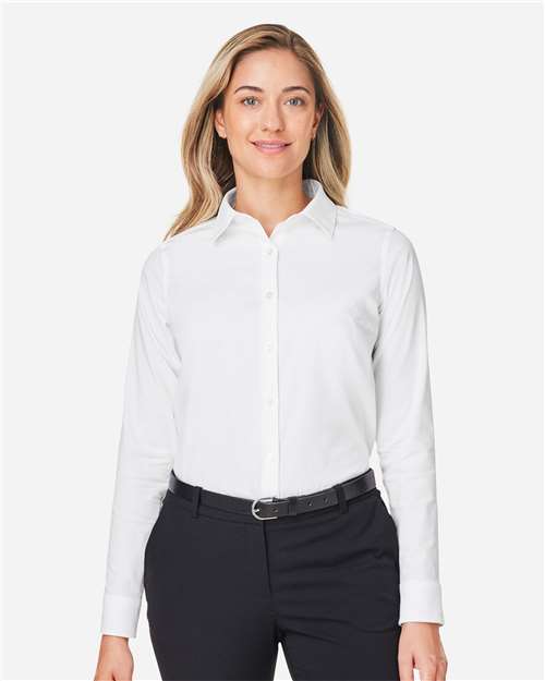 Devon & Jones DG505W, Women's Crownlux Performance Spencer Poplin Dress Shirt, White