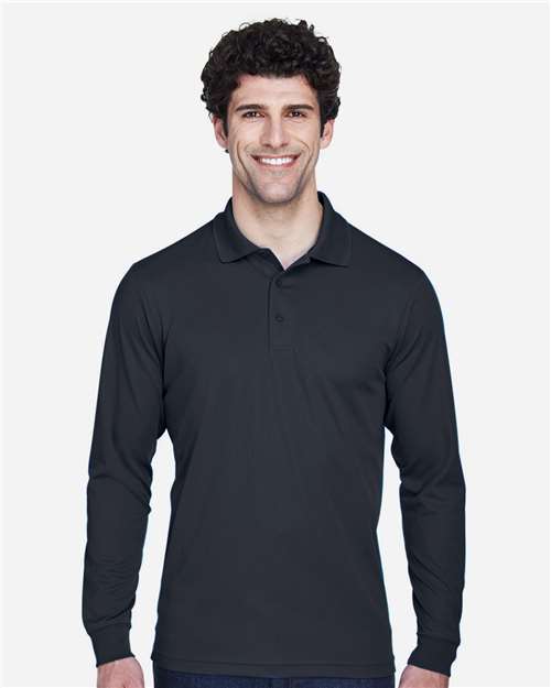 CORE365 88192T, Men's Tall Pinnacle Performance Long Sleeve Piqué Polo, Carbon