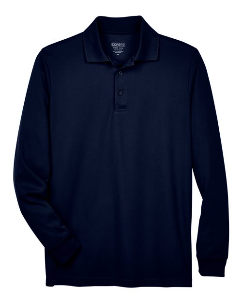 CORE365 88192T, Men's Tall Pinnacle Performance Long Sleeve Piqué Polo, Classic Navy