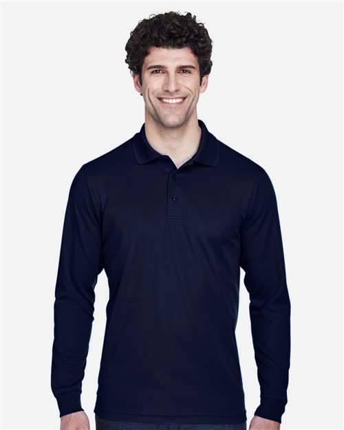 CORE365 88192T, Men's Tall Pinnacle Performance Long Sleeve Piqué Polo, Classic Navy