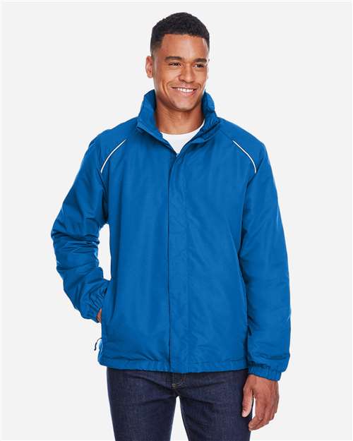 Men's Profile Fleece-Lined All-Season Jacket - - 13278 True Royal 247A7 88224 AB Exclusive Brands Adjustable CA New ab CORE365 Drawstring Full-Zips Hooded Jackets Long Sleeves Media Pocket Mens & Unisex New AB Outerwear Performance Pockets Polyester - 100% S&S Deep Deals S&S Exclusive Brands Water Resistant Zips