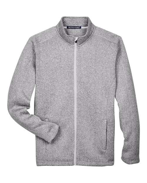 Devon & Jones DG793, Men's Bristol Full-zip Sweater Fleece Jacket, Grey Heather