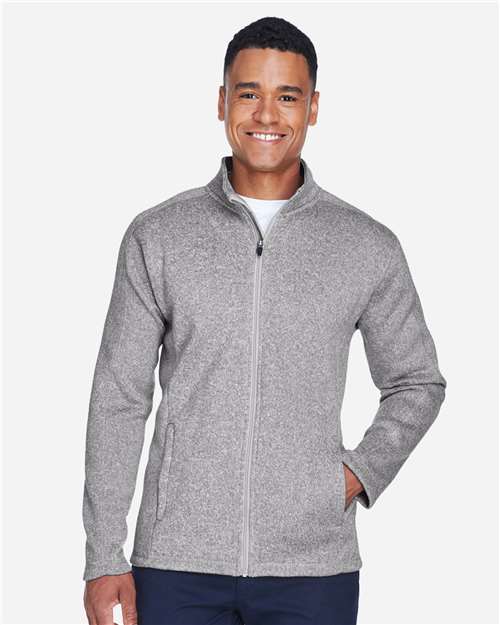 Devon & Jones DG793, Men's Bristol Full-zip Sweater Fleece Jacket, Grey Heather