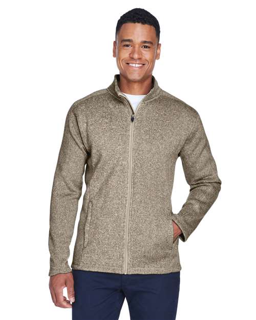 Men's Bristol Full-Zip Sweater Fleece Jacket - - 13279 Khaki Heather 708B2 9-9.9 oz AB Exclusive Brands CA New ab Devon & Jones DG793 Fleece Full-Zips Jackets Long Sleeves Mens & Unisex New AB Outerwear Pockets Polyester - 100% S&S Exclusive Brands Zips