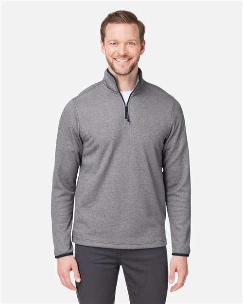 CORE365 CE73, Men's Venture Heathered Stripe Quarter-zip Pullover, Black/ White