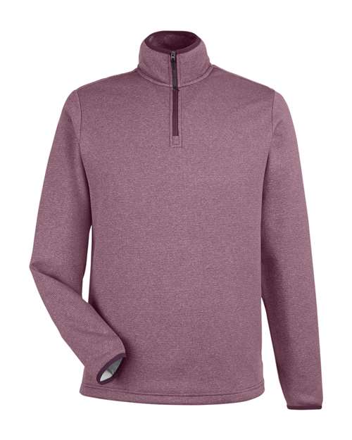 CORE365 CE73, Men's Venture Heathered Stripe Quarter-zip Pullover, Burgundy/ White