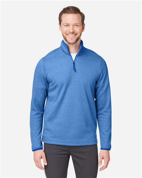 CORE365 CE73, Men's Venture Heathered Stripe Quarter-zip Pullover, True Royal/ White