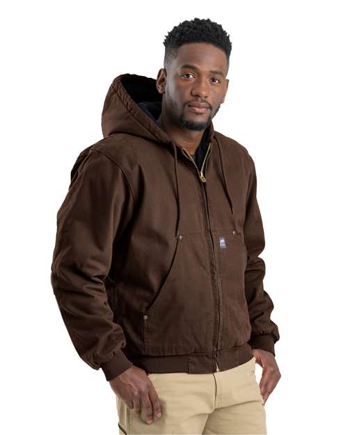 Berne Apparel HJ375, Men's Heartland Washed Cotton Duck Hooded Jacket, Bark