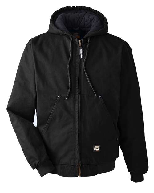 Berne Apparel HJ375, Men's Heartland Washed Cotton Duck Hooded Jacket, Black