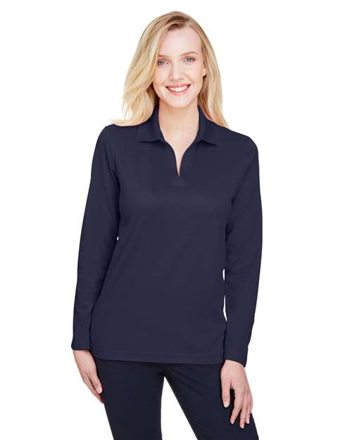 Women's CrownLux Performance® Plaited Long Sleeve Polo - - 13286 Navy 5-5.9 oz 637B2 AB Exclusive Brands CA New ab Cotton Devon & Jones DG20LW Long Sleeves Moisture-Management New AB Performance Pique Polos Polos & Knits Polyester S&S Exclusive Brands Side Seams Sport Shirts Sun/UV Protection Tops UG Playbook Uniforming & Gifting Playbook - Corporate Uniformi Uniforming & Gifting Playbook Corporate Womens