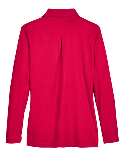 Devon & Jones DG20LW, Women's Crownlux Performance Plaited Long Sleeve Polo, Red
