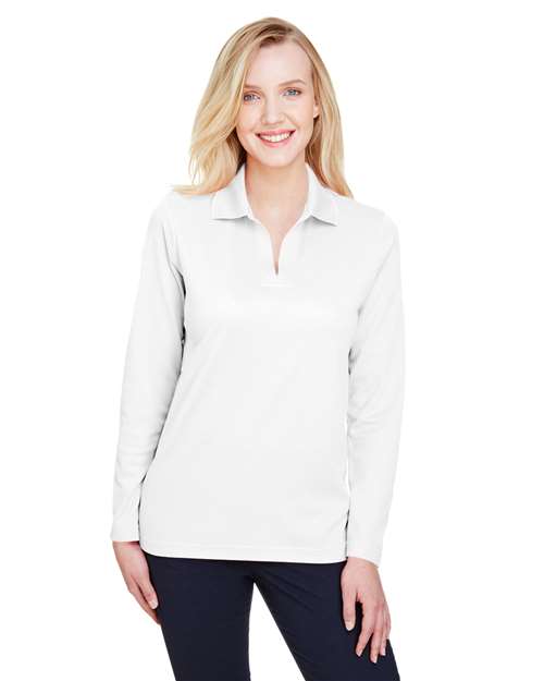 Women's CrownLux Performance® Plaited Long Sleeve Polo - - 13286 White 5-5.9 oz 637B2 AB Exclusive Brands CA New ab Cotton Devon & Jones DG20LW Long Sleeves Moisture-Management New AB Performance Pique Polos Polos & Knits Polyester S&S Exclusive Brands Side Seams Sport Shirts Sun/UV Protection Tops UG Playbook Uniforming & Gifting Playbook - Corporate Uniformi Uniforming & Gifting Playbook Corporate Womens