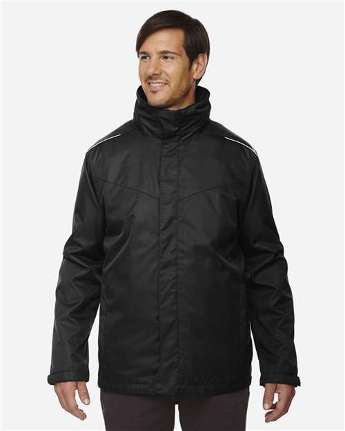 CORE365 88205T, Men's Tall Region 3-in-1 Jacket With Fleece Liner, Black