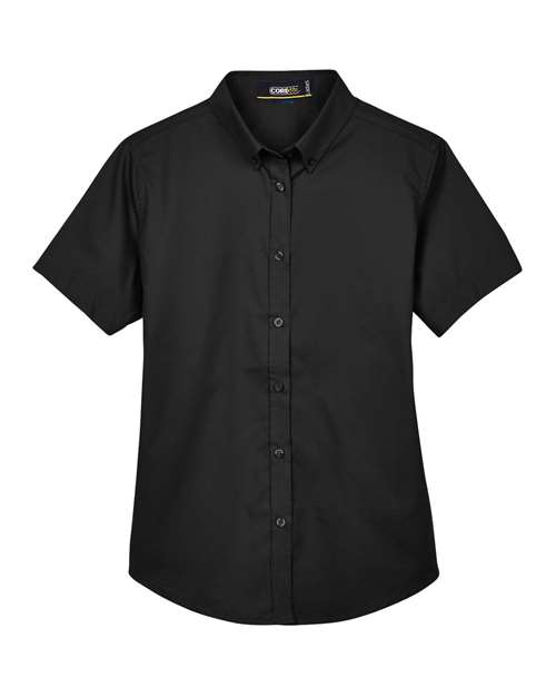 CORE365 78194, Women's Optimum Short Sleeve Twill Shirt, Black