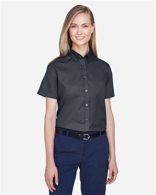 Women's Optimum Short Sleeve Twill Shirt - - 13290 Carbon 217A7 4-4.9 oz 78194 AB Exclusive Brands CA New ab CORE365 Cotton Dress Shirts New AB Polyester S&S Deep Deals S&S Exclusive Brands Short Sleeves Sun/UV Protection Tops Womens Wovens Wovens & Dress Shirts