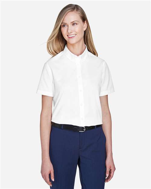 CORE365 78194, Women's Optimum Short Sleeve Twill Shirt, White