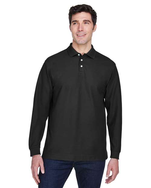 Men's Pima Piqué Long Sleeve Polo - - 13291 Black 2025 Polo Guide 2025 Polo Guide Uniforms 2025 Polo Guide Uniforms - Restaurant & Hospitalit 593B2 6-6.9 oz AB Exclusive Brands CA New ab Cotton - 100% D110 Devon & Jones Long Sleeves Mens & Unisex New AB Pique Polos Polos & Knits S&S Exclusive Brands Side Seams Sport Shirts Tops