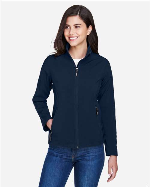 Women's Cruise Two-Layer Fleece Bonded Soft Shell Jacket - - 13294 Classic Navy 210A7 7-7.9 oz 78184 AB Exclusive Brands CA New ab CORE365 Fleece Full-Zips Jackets Long Sleeves Media Pocket New AB Outerwear Performance Pockets Polyester S&S Exclusive Brands Soft Shells Spandex Water Resistant Womens Zips