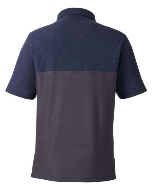 CORE365 CE112C, Men's Fusion Chromasoft Colorblock Polo, Carbon/ Classic Navy Heather