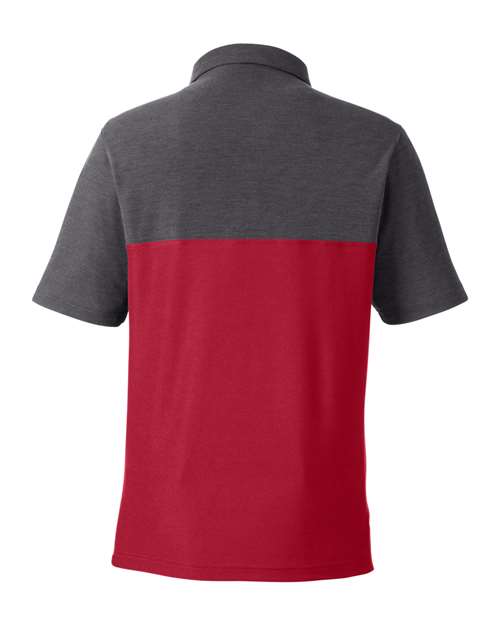 CORE365 CE112C, Men's Fusion Chromasoft Colorblock Polo, Classic Red/ Carbon Heather