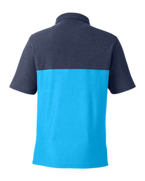 CORE365 CE112C, Men's Fusion Chromasoft Colorblock Polo, Electric Blue/ Classic Navy Heather