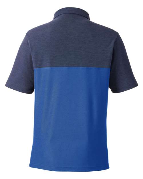 CORE365 CE112C, Men's Fusion Chromasoft Colorblock Polo, True Royal/ Classic Navy Heather