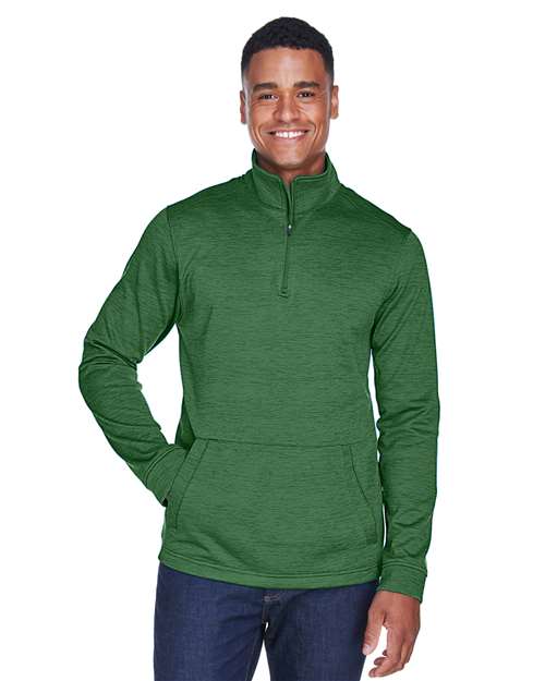 Men's Newbury Mélange Fleece Quarter-Zip Pullover - - 13300 Forest Heather 6-6.9 oz 714B2 AB Exclusive Brands CA New ab Devon & Jones DG798 Fleece Long Sleeves Mens & Unisex New AB Pockets Polos & Knits Polyester - 100% Pullovers Quarter-Zips S&S Deep Deals S&S Exclusive Brands Tops Zips