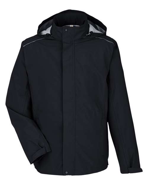 CORE365 CE712, Men's Barrier Packable Waterproof Rain Jacket, Black