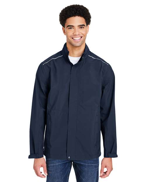 Men's Barrier Rain Jacket - - 13305 Classic Navy 3-3.9 oz 308A7 AB Exclusive Brands CA New ab CE712 CORE365 Full-Zips Hooded Jackets Long Sleeves Mens & Unisex New AB Outerwear Packables Pockets Polyester - 100% Rain Coats S&S Exclusive Brands Spiritwear Tear Away Waterproof Zips