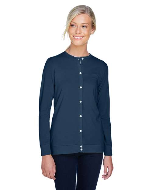 Women's Perfect Fit™ Ribbon Cardigan - - 13307 Navy 5-5.9 oz 720B2 AB Exclusive Brands CA New ab Cotton Crewneck Devon & Jones DP181W Knit Long Sleeves New AB Outerwear Polos & Knits S&S Deep Deals S&S Exclusive Brands Spandex Sweaters Tops Womens