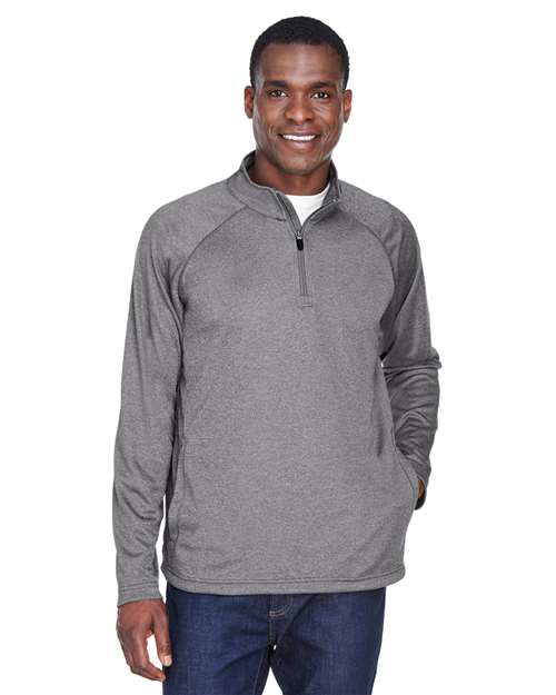 Men's Stretch Tech-Shell® Compass Quarter-Zip Pullover - - 13310 Dark Grey Heather M 656B2 7-7.9 oz AB Exclusive Brands CA New ab Devon & Jones DG440 Long Sleeves Mens & Unisex Moisture-Management New AB Performance Pockets Polos & Knits Polyester - 100% Pullovers Quarter-Zips S&S Deep Deals S&S Exclusive Brands Tops Zips