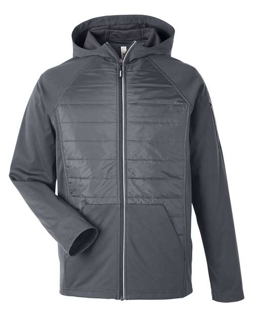 CORE365 CE808, Unisex Techno Lite Hybrid Hooded Jacket, Carbon