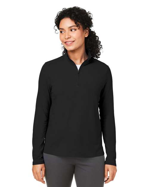 Women's Raleigh Stretch Quarter-Zip Pullover - - 13317 Black 6-6.9 oz 655B2 AB Exclusive Brands CA New ab Cotton Devon & Jones DG425W Long Sleeves Moisture-Management New AB Performance Polos & Knits Pullovers Quarter-Zips Rayon S&S Exclusive Brands Spandex Sun/UV Protection Tops Womens Zips