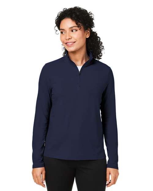 Women's Raleigh Stretch Quarter-Zip Pullover - - 13317 Navy 6-6.9 oz 655B2 AB Exclusive Brands CA New ab Cotton Devon & Jones DG425W Long Sleeves Moisture-Management New AB Performance Polos & Knits Pullovers Quarter-Zips Rayon S&S Exclusive Brands Spandex Sun/UV Protection Tops Womens Zips