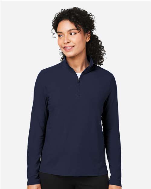 Devon & Jones DG425W, Women's Raleigh Stretch Quarter-zip Pullover, Navy