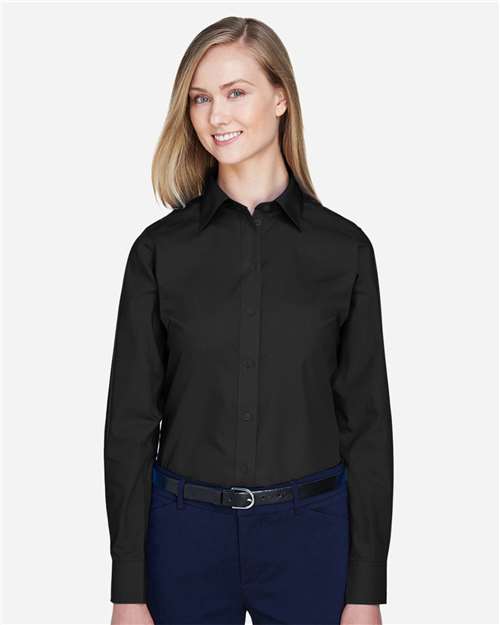 Devon & Jones D620W, Women's Crown Collection Broadcloth Woven Dress Shirt, Black