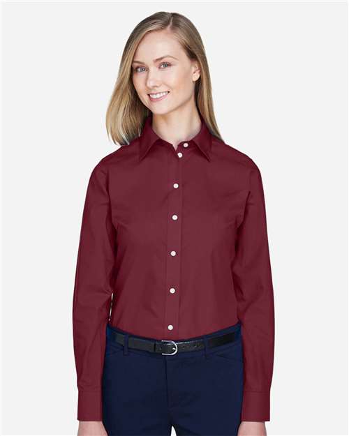 Devon & Jones D620W, Women's Crown Collection Broadcloth Woven Dress Shirt, Burgundy