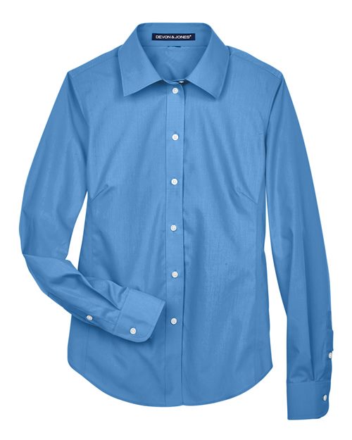 Devon & Jones D620W, Women's Crown Collection Broadcloth Woven Dress Shirt, French Blue