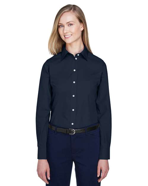 Women's Crown Collection® Broadcloth Woven Dress Shirt - - 13316 - Toronto Screen Printing- Color