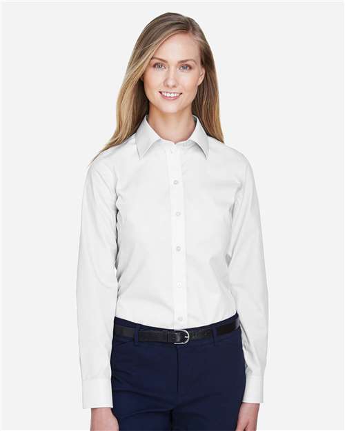 Devon & Jones D620W, Women's Crown Collection Broadcloth Woven Dress Shirt, White
